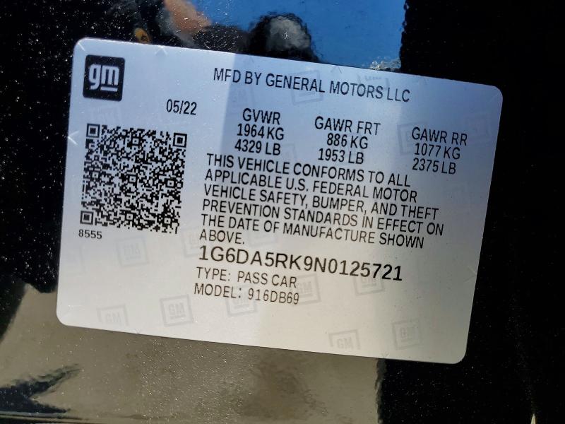 Auction sale of the 2022 Cadillac Ct4, vin: 1G6DA5RK9N0125721, lot number: 59390806