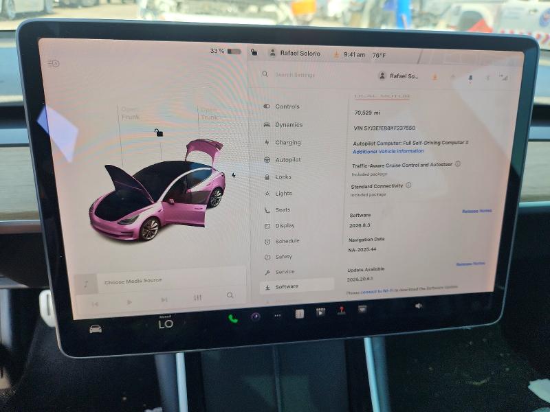 Aukcja sprzedaży 2019 Tesla Model 3, vin: 5YJ3E1EB8KF237550, numer aukcji: 60190436