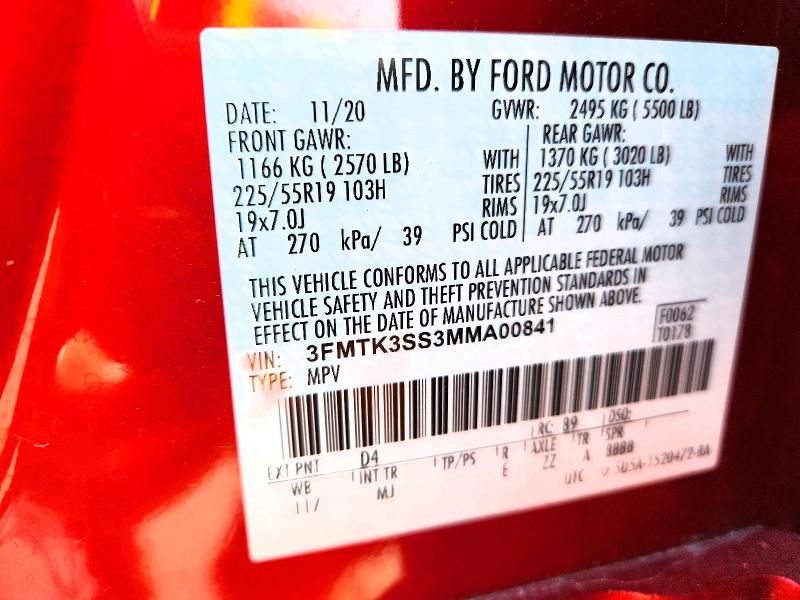 Продаж на аукціоні авто 2021 Ford Mustang Mach-e, vin: 3FMTK3SS3MMA00841, номер лоту: 58905426