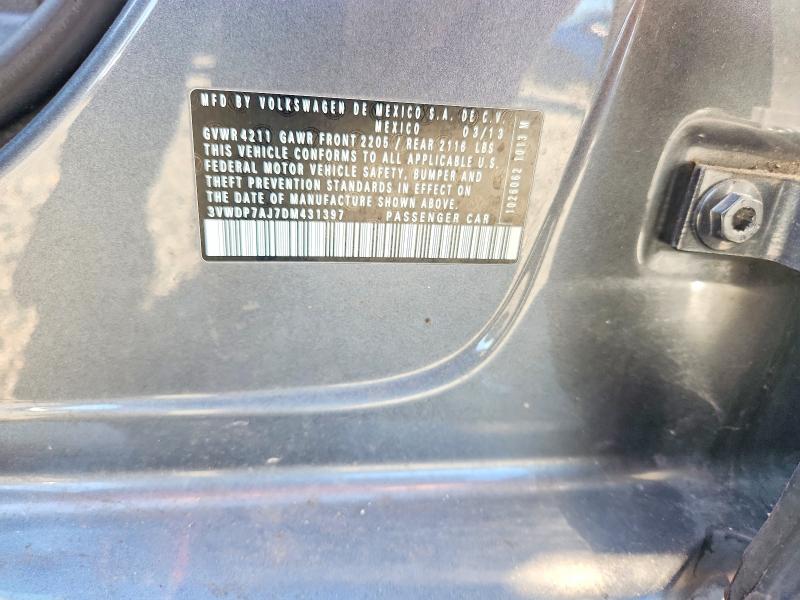 Aukcja sprzedaży 2013 Volkswagen Jetta, vin: 3VWDP7AJ7DM431397, numer aukcji: 59863856