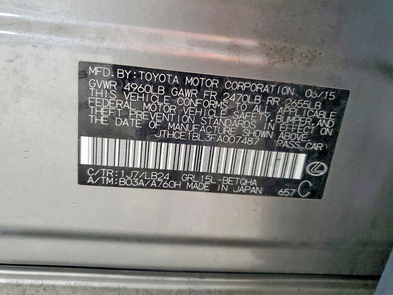 Продажа на аукционе авто 2015 Lexus Gs, vin: JTHCE1BL3FA007487, номер лота: 60716386