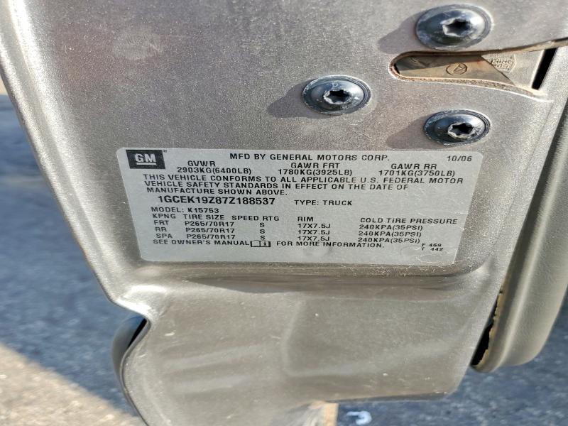 2007 Chevrolet Silverado მანქანა იყიდება აუქციონზე, vin: 1GCEK19Z87Z188537, აუქციონის ნომერი: 60080096
