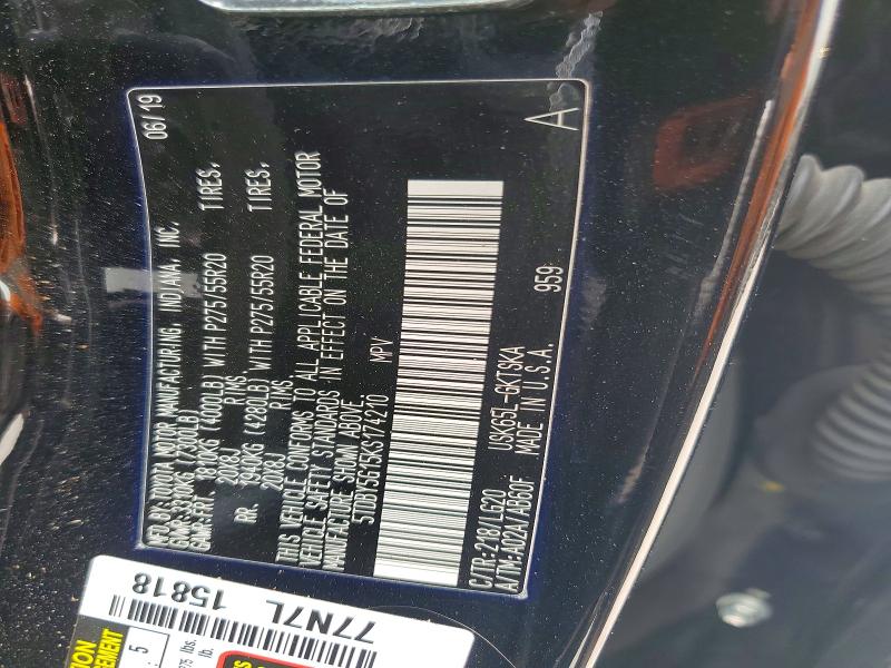 Продаж на аукціоні авто 2019 Toyota Sequoia, vin: 5TDBY5G15KS174210, номер лоту: 61385186
