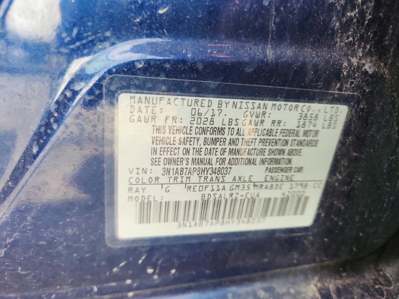 Продаж на аукціоні авто 2017 Nissan Sentra, vin: 3N1AB7AP8HY348037, номер лоту: 62477666