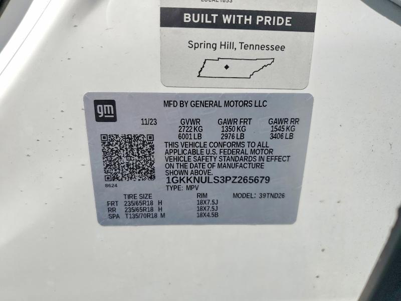 59284496 :رقم المزاد ، 1GKKNULS3PZ265679 vin ، 2023 Gmc Acadia مزاد بيع