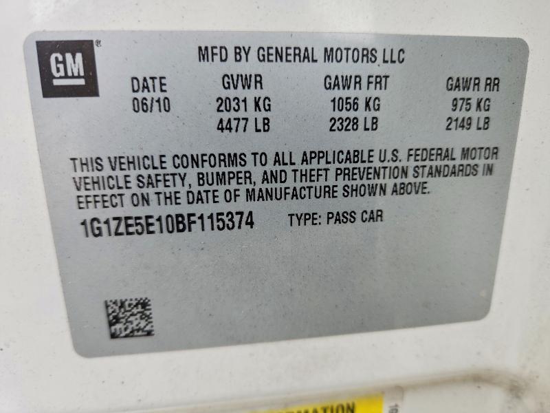 2011 Chevrolet Malibu მანქანა იყიდება აუქციონზე, vin: 1G1ZE5E10BF115374, აუქციონის ნომერი: 61627996