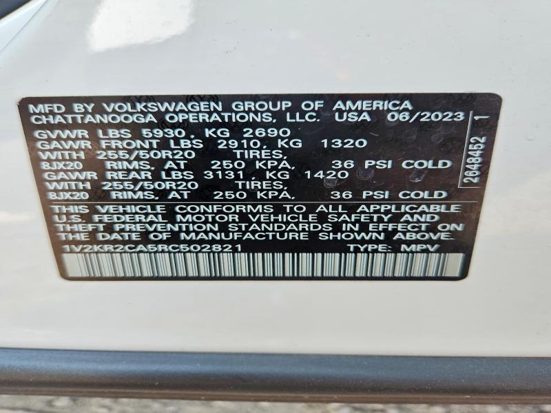 2024 Volkswagen Atlas მანქანა იყიდება აუქციონზე, vin: 1V2KR2CA5RC502821, აუქციონის ნომერი: 62544906