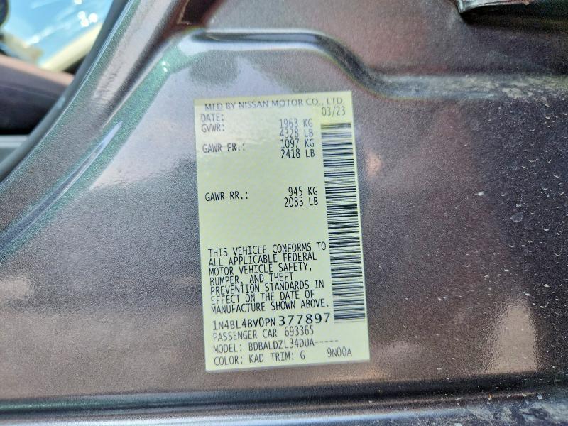 2023 Nissan Altima მანქანა იყიდება აუქციონზე, vin: 1N4BL4BV0PN377897, აუქციონის ნომერი: 59233266
