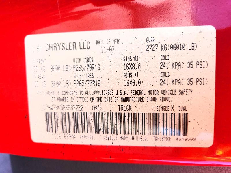 Auction sale of the 2008 Dodge Dakota, vin: 1D7HW78N58S537222, lot number: 61705426
