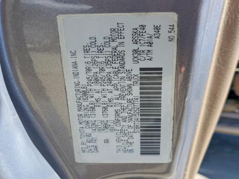 2002 Toyota Tundra მანქანა იყიდება აუქციონზე, vin: 5TBRT34152S277741, აუქციონის ნომერი: 62818966