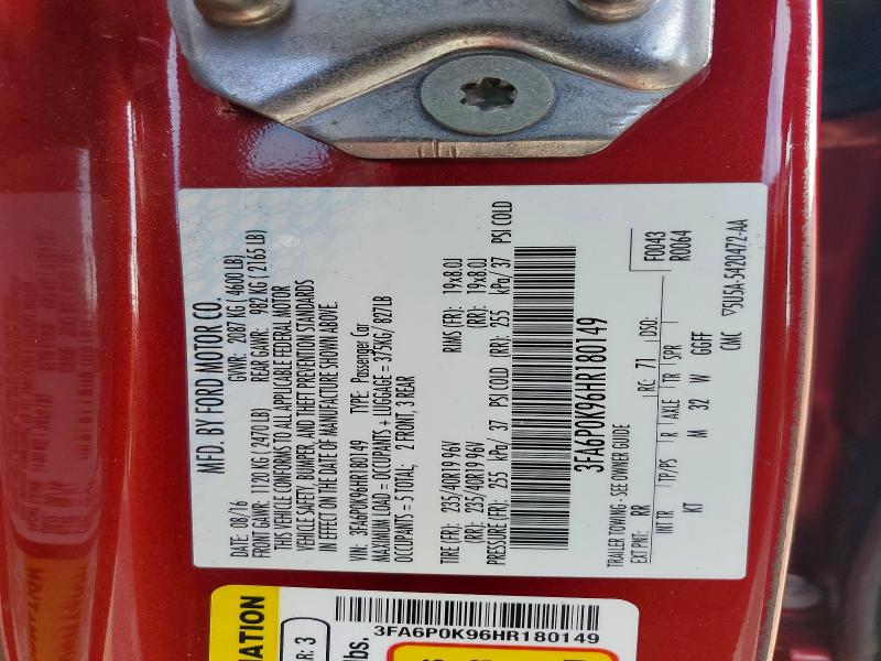 Продажа на аукционе авто 2017 Ford Fusion, vin: 3FA6P0K96HR180149, номер лота: 60523666