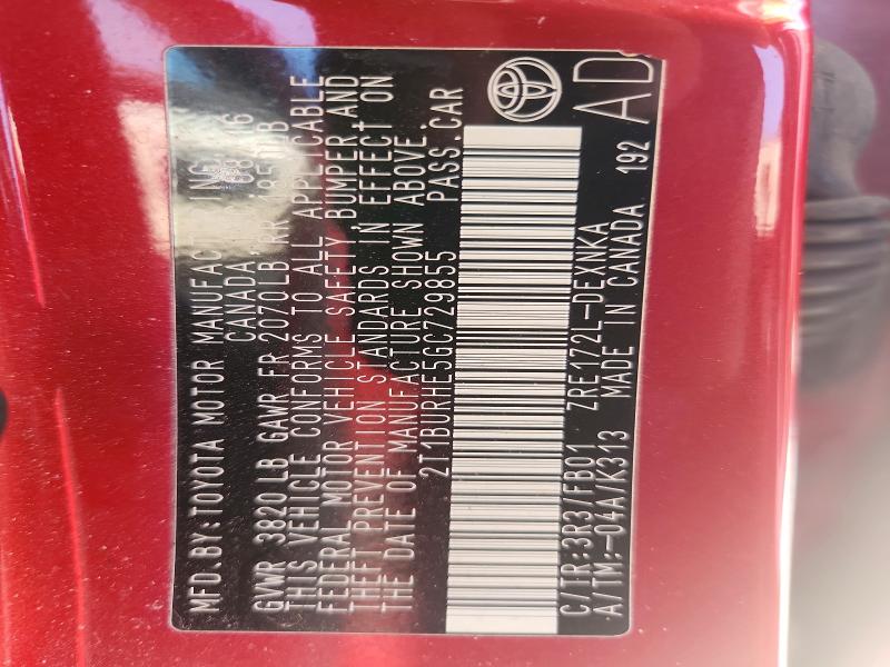 Aukcja sprzedaży 2016 Toyota Corolla, vin: 2T1BURHE5GC729855, numer aukcji: 62978546