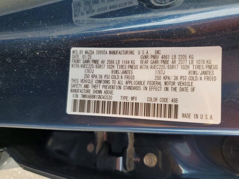 59864856 :رقم المزاد ، 7MMVABBM1SN343520 vin ، 2025 Mazda Cx-50 مزاد بيع