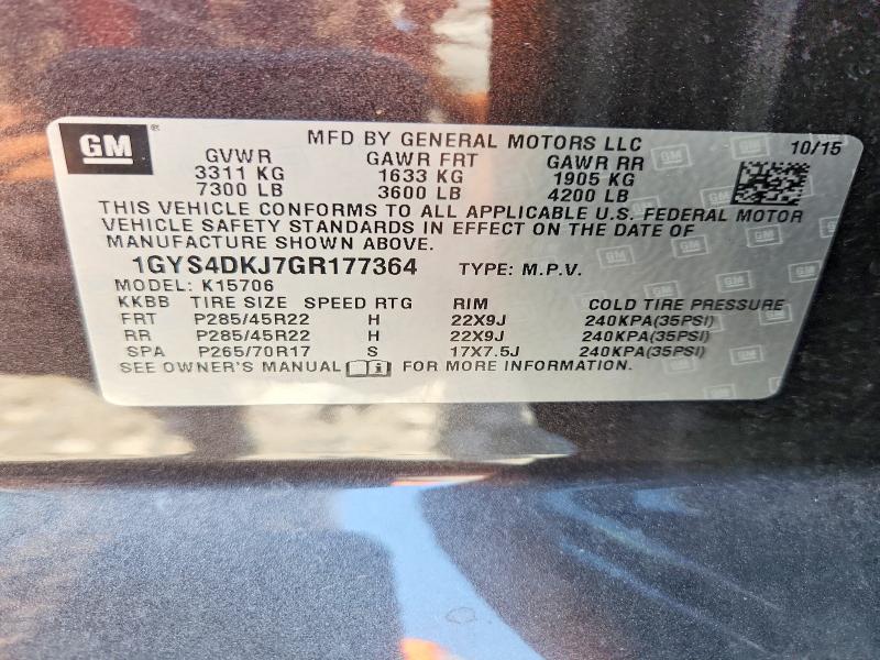 Продаж на аукціоні авто 2016 Cadillac Escalade, vin: 1GYS4DKJ7GR177364, номер лоту: 60762486