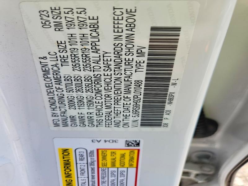 Aukcja sprzedaży 2023 Honda Cr-v, vin: 5J6RS6H92PL010488, numer aukcji: 60235906