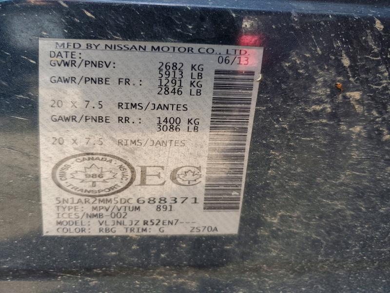 61964926 :رقم المزاد ، 5N1AR2MM5DC688371 vin ، 2013 Nissan Pathfinder مزاد بيع