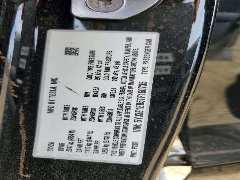 Aukcja sprzedaży 2026 Tesla Model 3, vin: 5YJ3E1EB5TF160735, numer aukcji: 61623186