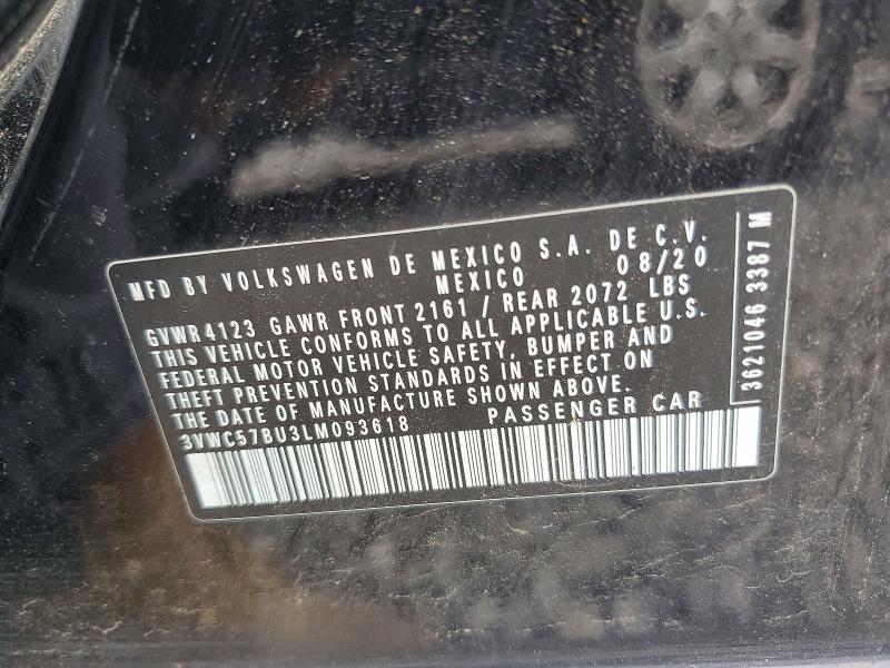 Продаж на аукціоні авто 2020 Volkswagen Jetta, vin: 3VWC57BU3LM093618, номер лоту: 61931546
