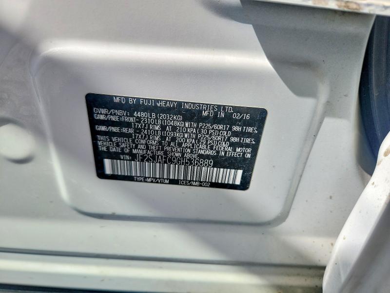 61899416 :رقم المزاد ، JF2SJAFC9GH536889 vin ، 2016 Subaru Forester مزاد بيع