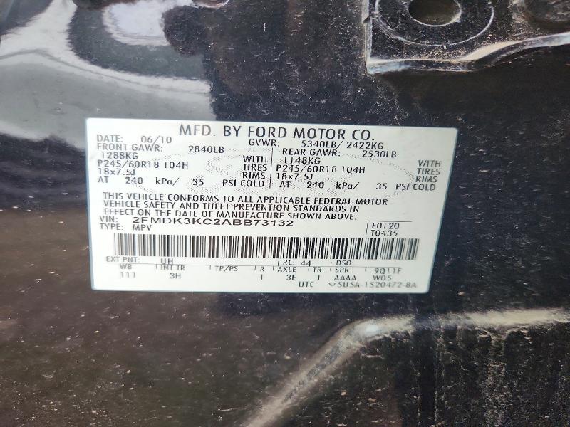 Продажа на аукционе авто 2010 Ford Edge, vin: 2FMDK3KC2ABB73132, номер лота: 61482806