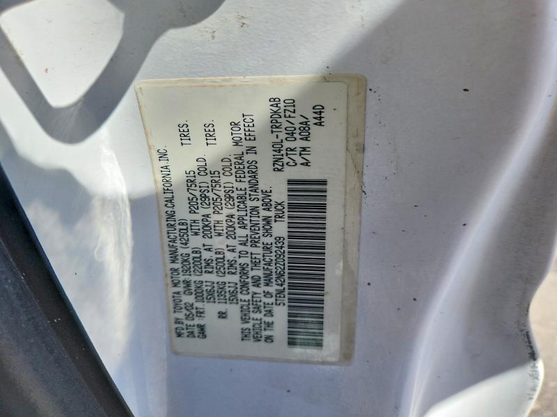 Продаж на аукціоні авто 2002 Toyota Tacoma, vin: 5TENL42N62Z092439, номер лоту: 59395846