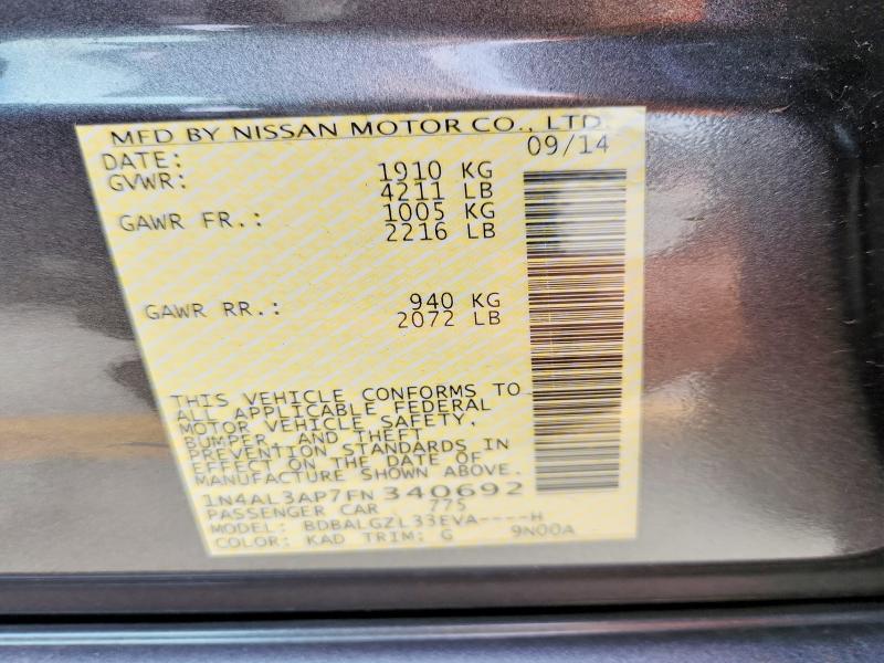 Продаж на аукціоні авто 2015 Nissan Altima, vin: 1N4AL3AP7FN340692, номер лоту: 61762076