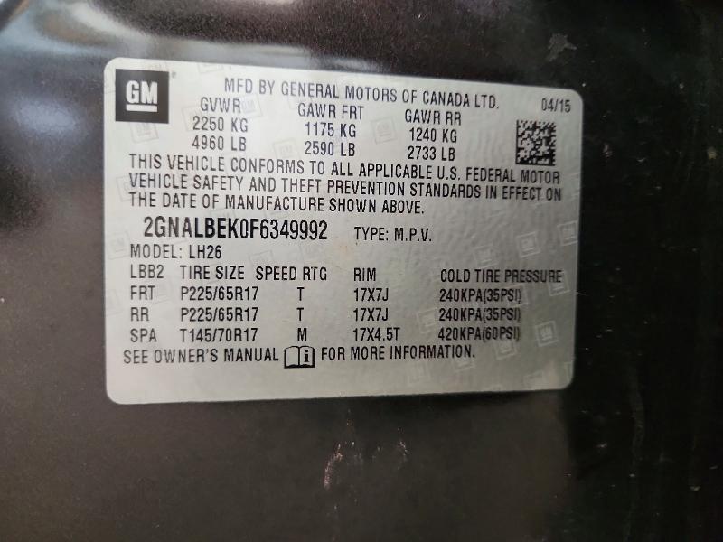 59280146 :رقم المزاد ، 2GNALBEK0F6349992 vin ، 2015 Chevrolet Equinox مزاد بيع