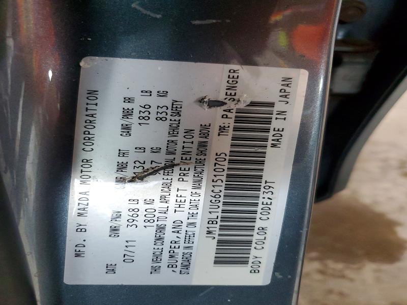 60325206 :رقم المزاد ، JM1BL1UG6C1510705 vin ، 2012 Mazda 3 مزاد بيع