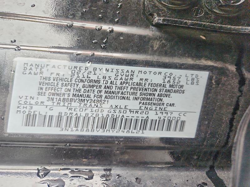 Продажа на аукционе авто 2021 Nissan Sentra, vin: 3N1AB8BV3MY248621, номер лота: 62981846