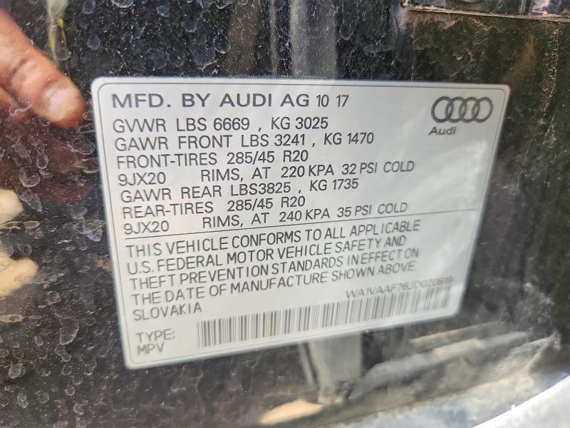 Продаж на аукціоні авто 2018 Audi Q7, vin: WA1VAAF76JD020819, номер лоту: 59613606