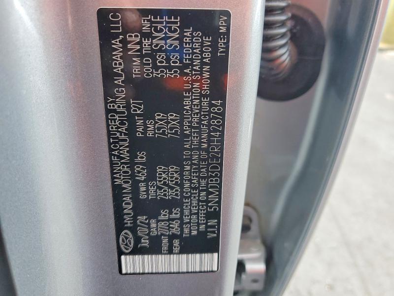 Aukcja sprzedaży 2024 Hyundai Tucson, vin: 5NMJB3DE2RH428784, numer aukcji: 62573046