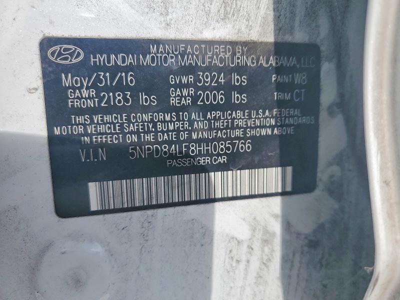 60632616 :رقم المزاد ، 5NPD84LF8HH085766 vin ، 2017 Hyundai Elantra مزاد بيع