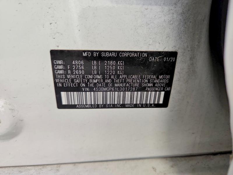 Aukcja sprzedaży 2020 Subaru Legacy, vin: 4S3BWGP61L3017287, numer aukcji: 59676176