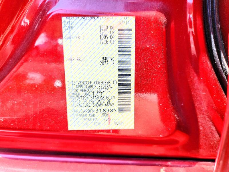 62438486 :رقم المزاد ، 1N4AL3AP0FN318985 vin ، 2015 Nissan Altima مزاد بيع