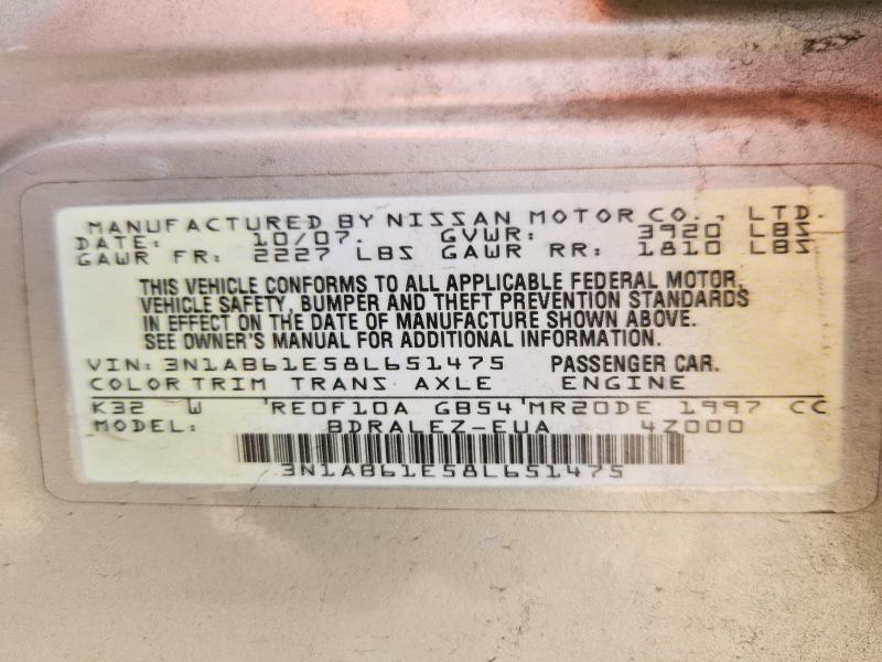 Продаж на аукціоні авто 2008 Nissan Sentra, vin: 3N1AB61E58L651475, номер лоту: 59297116