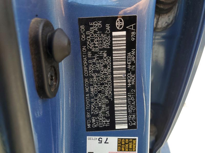62726256 :رقم المزاد ، JTDKB20UX87805282 vin ، 2008 Toyota Prius مزاد بيع