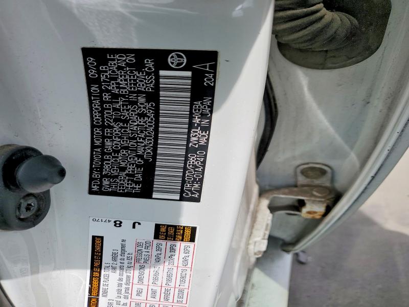 Aukcja sprzedaży 2010 Toyota Prius, vin: JTDKN3DU2A0054975, numer aukcji: 61711806