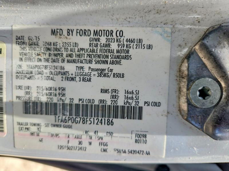 Auction sale of the 2015 Ford Fusion, vin: 1FA6P0G78F5124186, lot number: 62574766