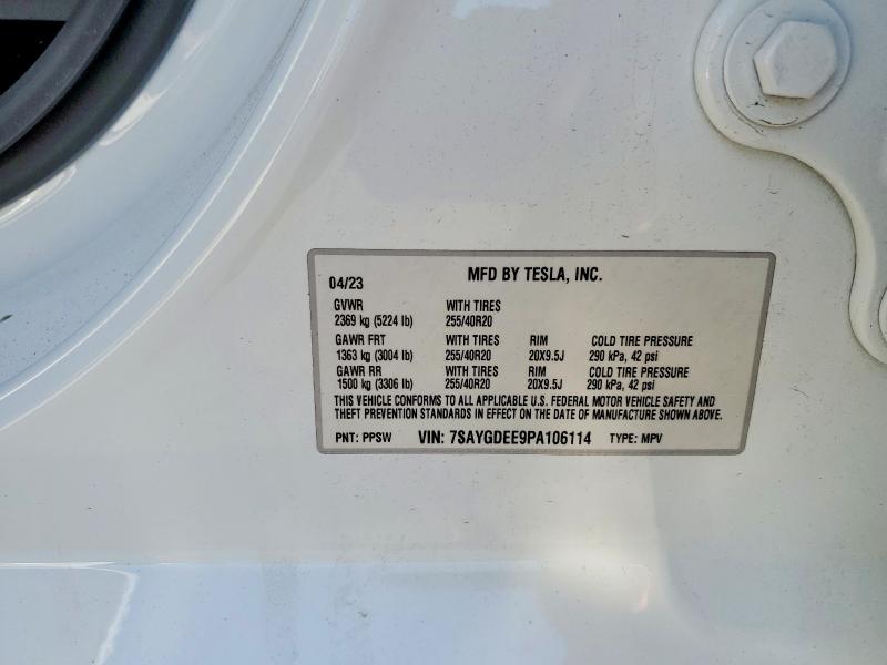 Продаж на аукціоні авто 2023 Tesla Model Y, vin: 7SAYGDEE9PA106114, номер лоту: 60271626