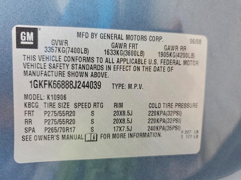 Продажа на аукционе авто 2008 Gmc Yukon Xl, vin: 1GKFK66888J244039, номер лота: 60657686