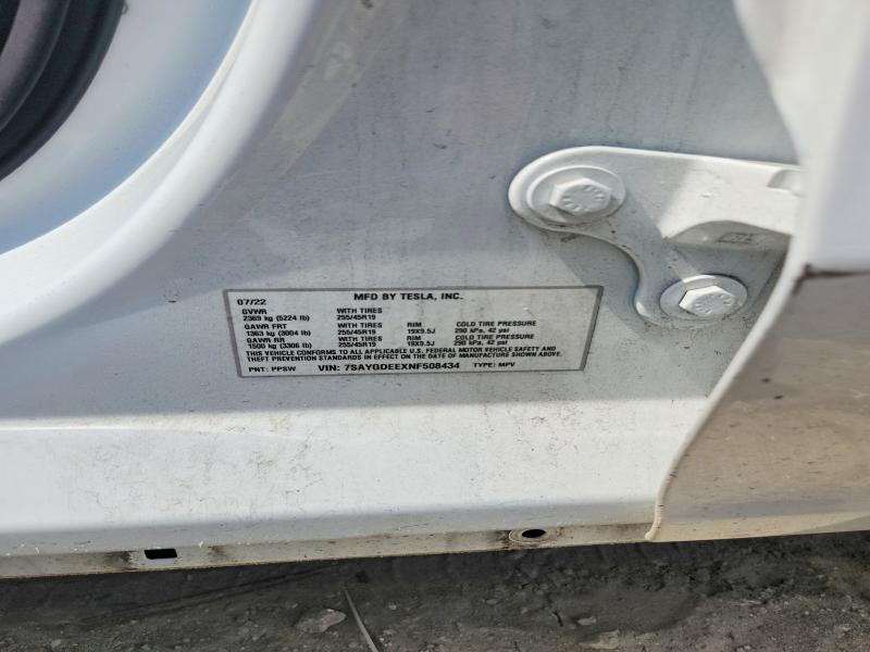 Продаж на аукціоні авто 2022 Tesla Model Y, vin: 7SAYGDEEXNF508434, номер лоту: 60063546