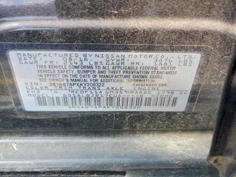 Продажа на аукционе авто 2019 Nissan Sentra, vin: 3N1AB7APXKY208322, номер лота: 62054306