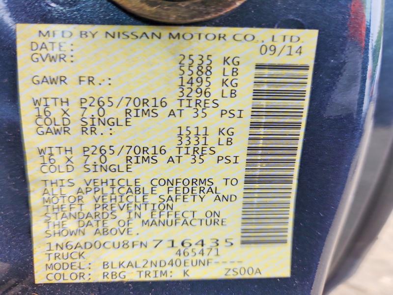 Aukcja sprzedaży 2015 Nissan Frontier, vin: 1N6AD0CU8FN716435, numer aukcji: 62535316