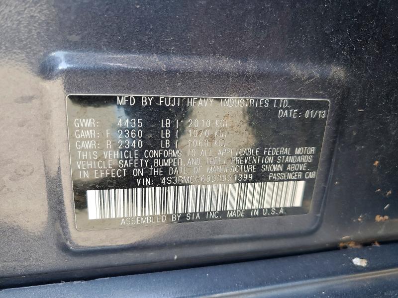 Aukcja sprzedaży 2013 Subaru Legacy, vin: 4S3BMCC68D3031399, numer aukcji: 59998726