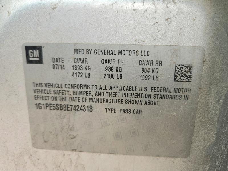 Продажа на аукционе авто 2014 Chevrolet Cruze, vin: 1G1PE5SB8E7424318, номер лота: 62614016