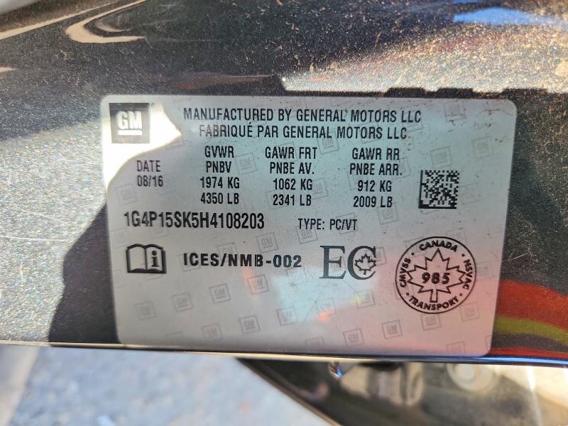 60072586 :رقم المزاد ، 1G4P15SK5H4108203 vin ، 2017 Buick Verano مزاد بيع