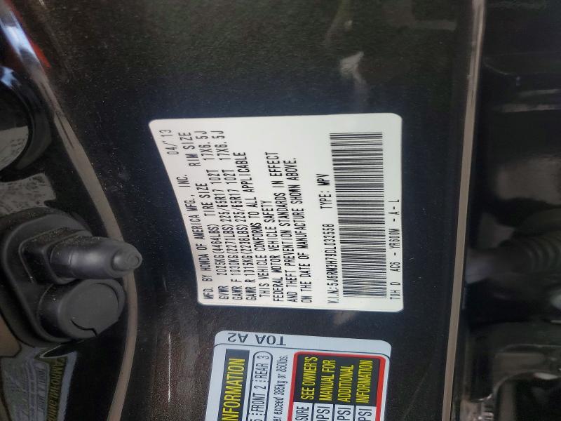 2013 Honda Cr-v მანქანა იყიდება აუქციონზე, vin: 5J6RM3H79DL033558, აუქციონის ნომერი: 60136666