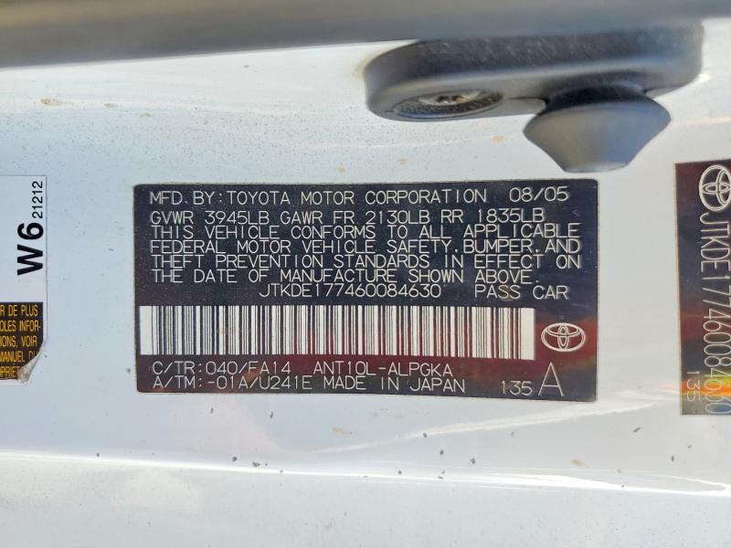 62125976 :رقم المزاد ، JTKDE177460084630 vin ، 2006 Scion Tc مزاد بيع