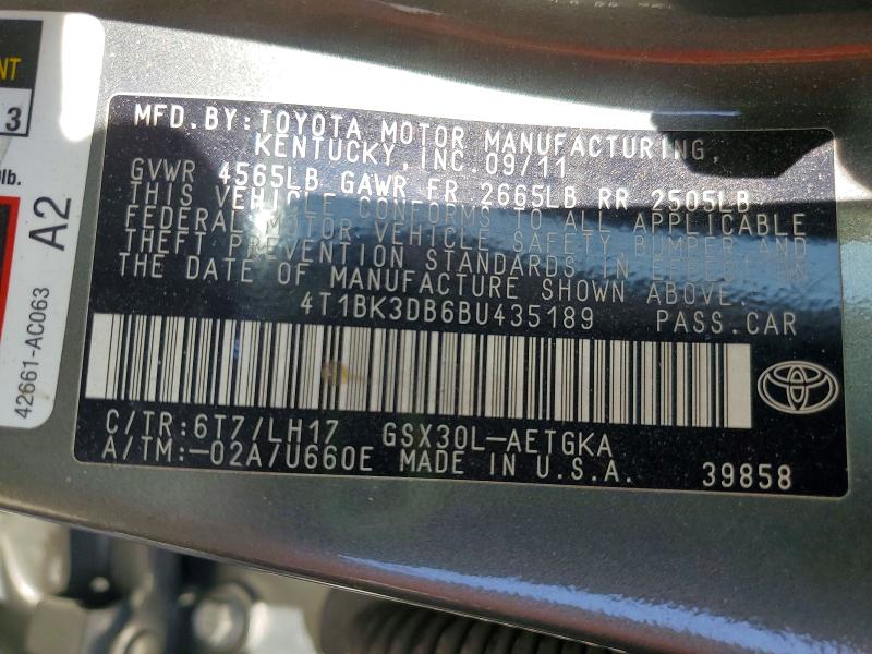 Aukcja sprzedaży 2011 Toyota Avalon, vin: 4T1BK3DB6BU435189, numer aukcji: 62489596