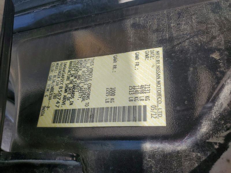 Продаж на аукціоні авто 2012 Nissan Maxima, vin: 1N4AA5AP2CC850747, номер лоту: 60200346